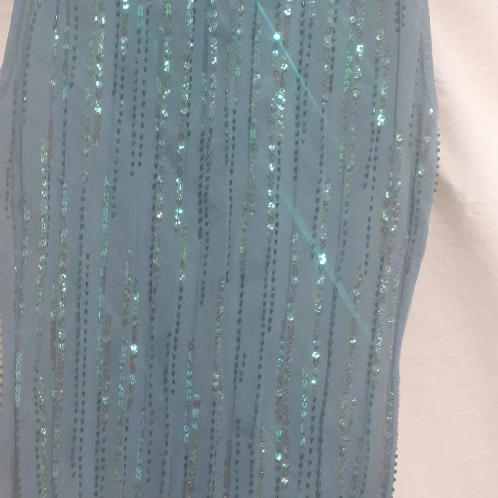 Optimum Nostalgic Women’s Aqua color no sleeves with shiny very small beats - Picture 5 of 6